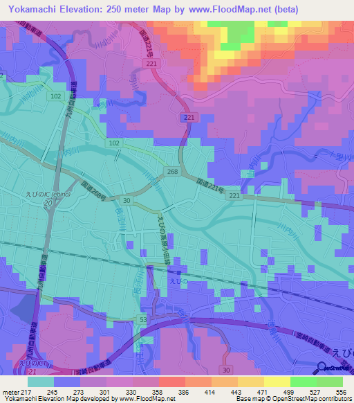Yokamachi,Japan Elevation Map