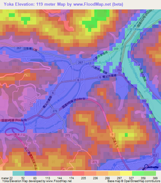 Yoka,Japan Elevation Map