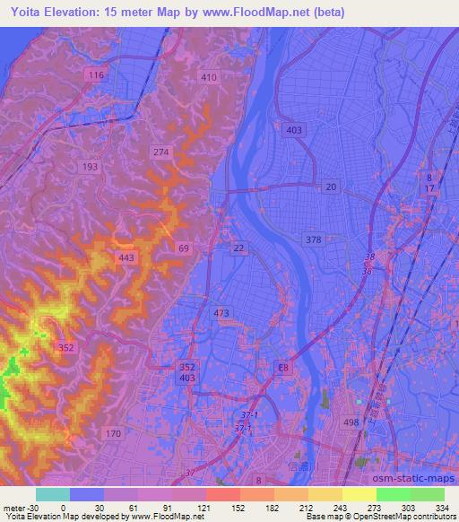 Yoita,Japan Elevation Map