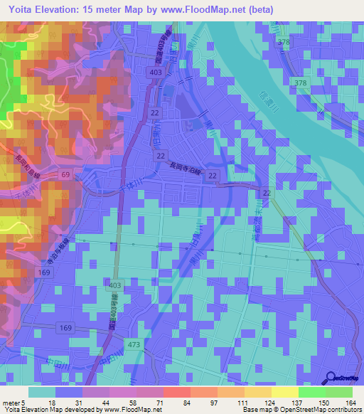 Yoita,Japan Elevation Map