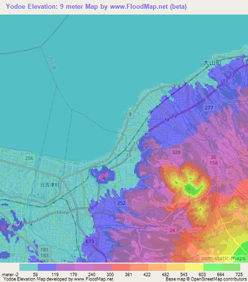 Yodoe,Japan Elevation Map
