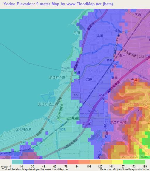 Yodoe,Japan Elevation Map