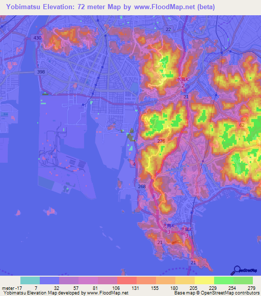 Yobimatsu,Japan Elevation Map
