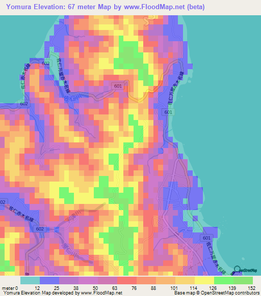 Yomura,Japan Elevation Map