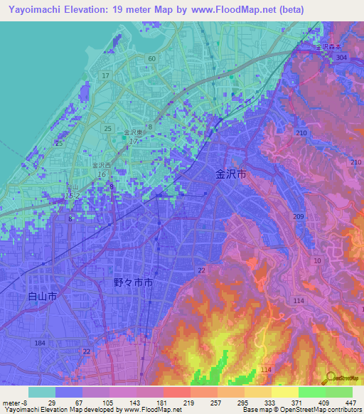 Yayoimachi,Japan Elevation Map
