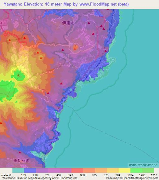 Yawatano,Japan Elevation Map