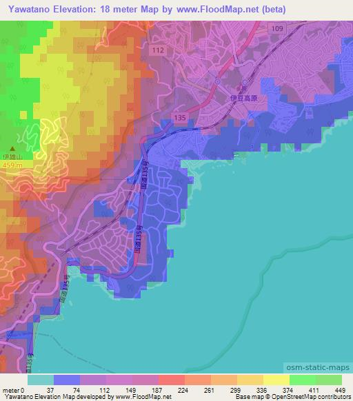 Yawatano,Japan Elevation Map