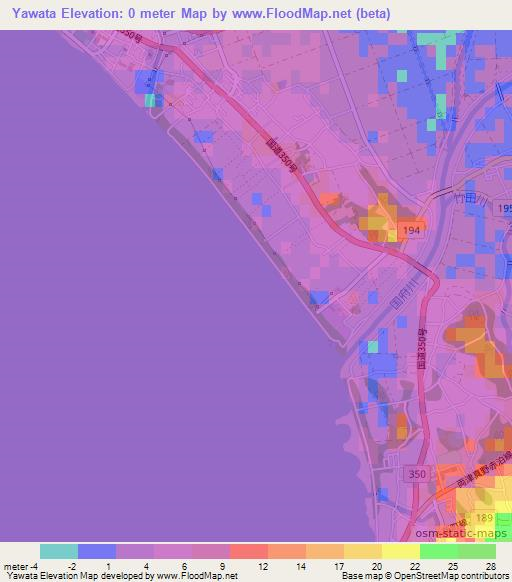 Yawata,Japan Elevation Map