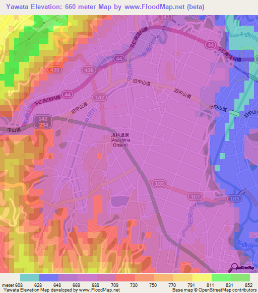 Yawata,Japan Elevation Map