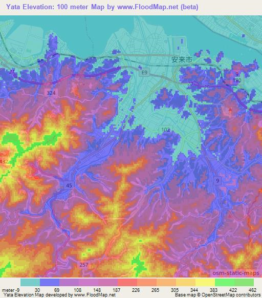 Yata,Japan Elevation Map