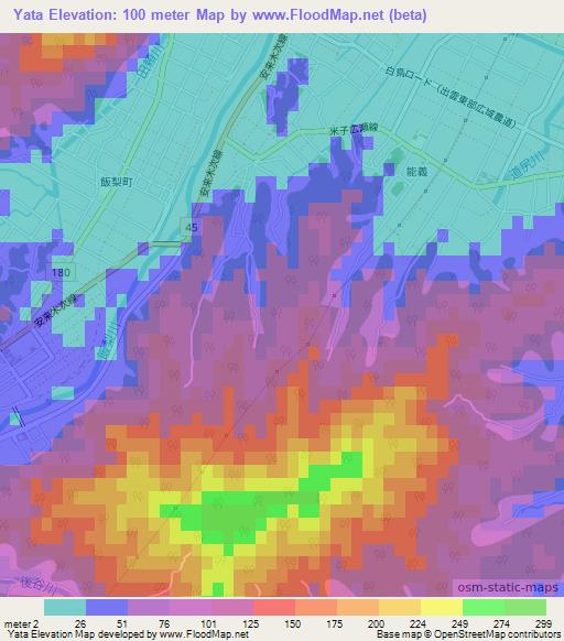 Yata,Japan Elevation Map
