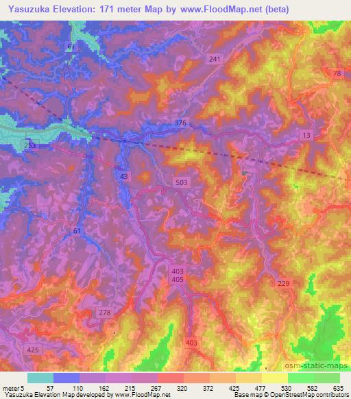 Yasuzuka,Japan Elevation Map