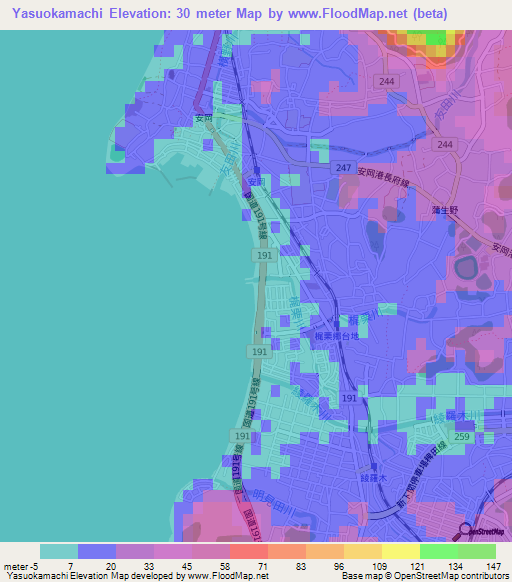 Yasuokamachi,Japan Elevation Map