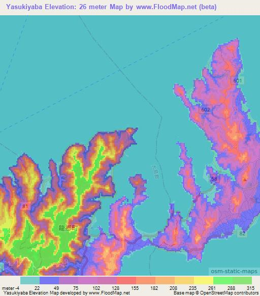 Yasukiyaba,Japan Elevation Map
