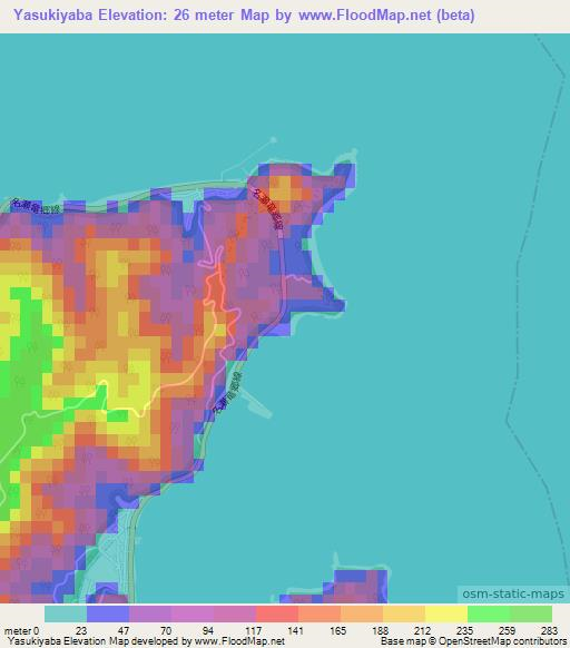 Yasukiyaba,Japan Elevation Map