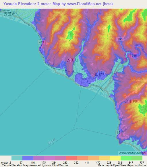 Yasuda,Japan Elevation Map