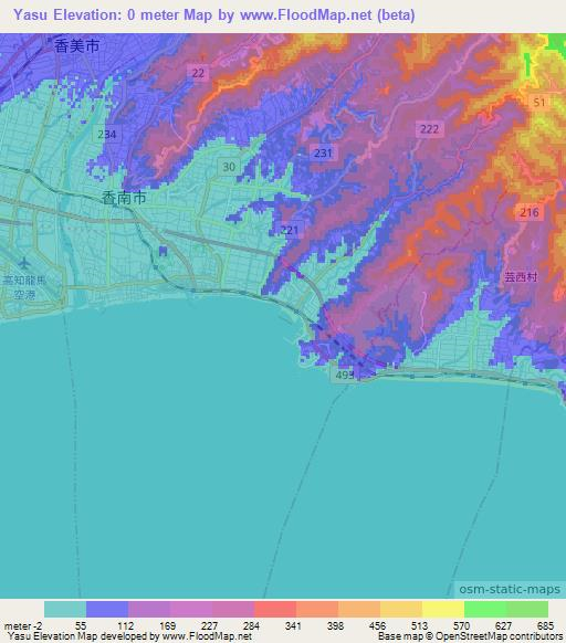 Yasu,Japan Elevation Map