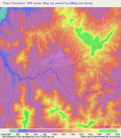 Yaso,Japan Elevation Map