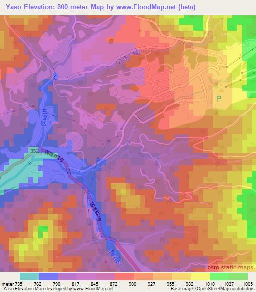 Yaso,Japan Elevation Map