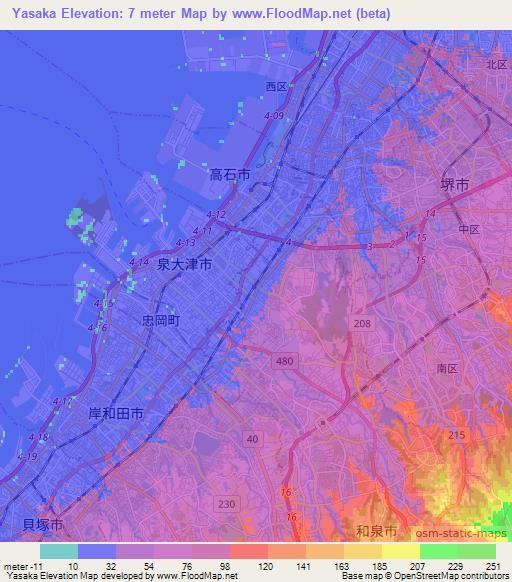 Yasaka,Japan Elevation Map