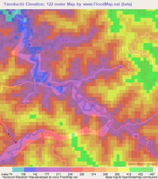 Yanokuchi,Japan Elevation Map