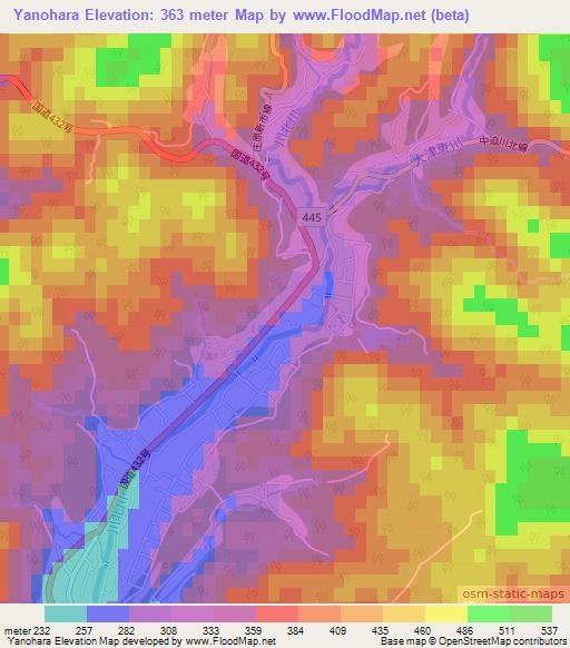 Yanohara,Japan Elevation Map