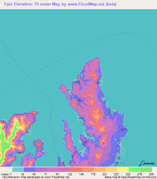 Yani,Japan Elevation Map