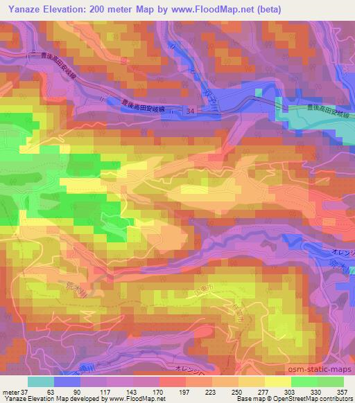 Yanaze,Japan Elevation Map