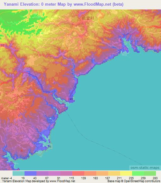 Yanami,Japan Elevation Map
