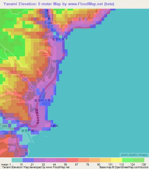 Yanami,Japan Elevation Map