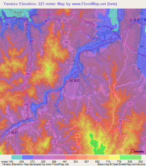 Yanaizu,Japan Elevation Map