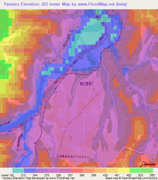 Yanaizu,Japan Elevation Map