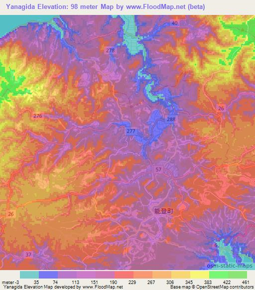 Yanagida,Japan Elevation Map