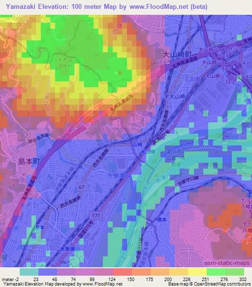 Yamazaki,Japan Elevation Map