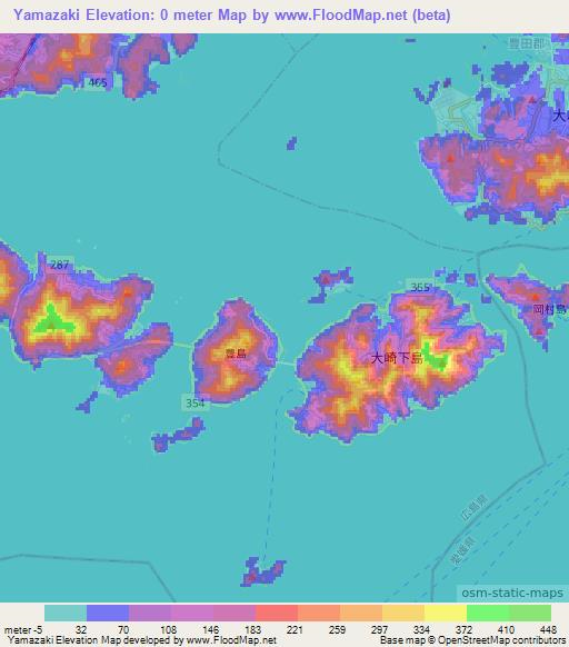 Yamazaki,Japan Elevation Map