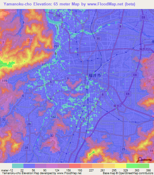 Yamanoku-cho,Japan Elevation Map