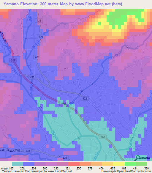 Yamano,Japan Elevation Map