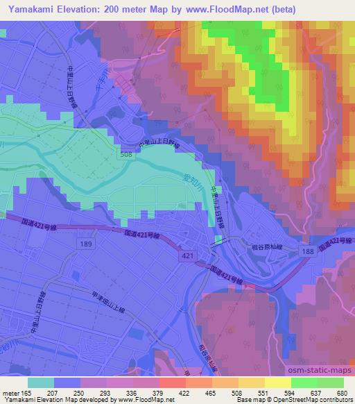 Yamakami,Japan Elevation Map