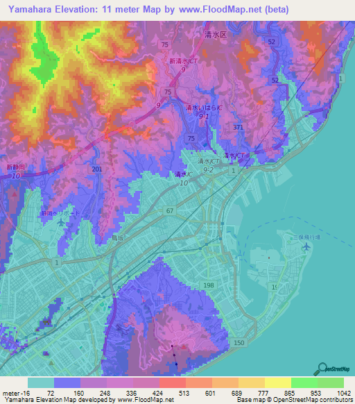 Yamahara,Japan Elevation Map