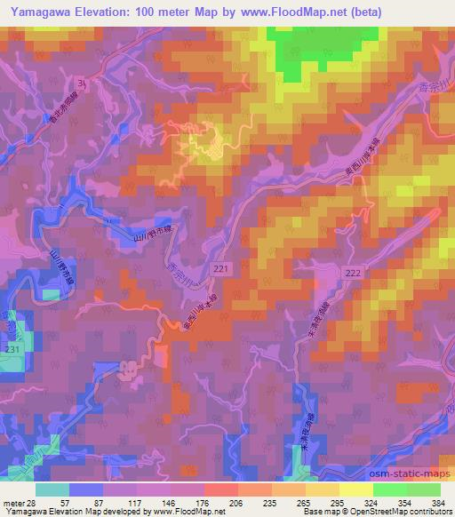 Yamagawa,Japan Elevation Map