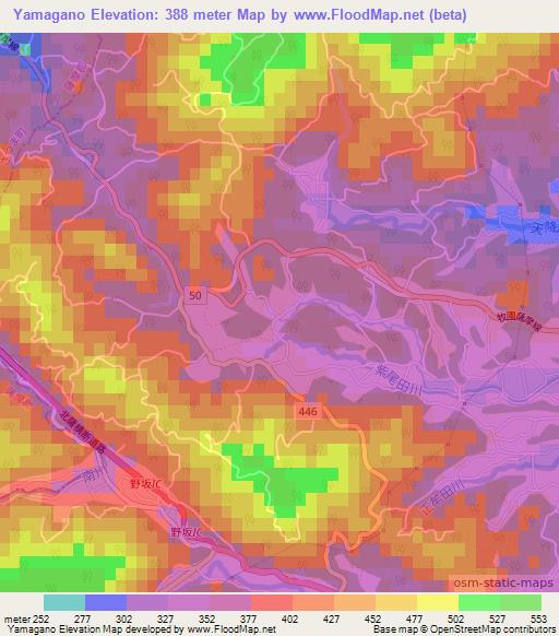Yamagano,Japan Elevation Map