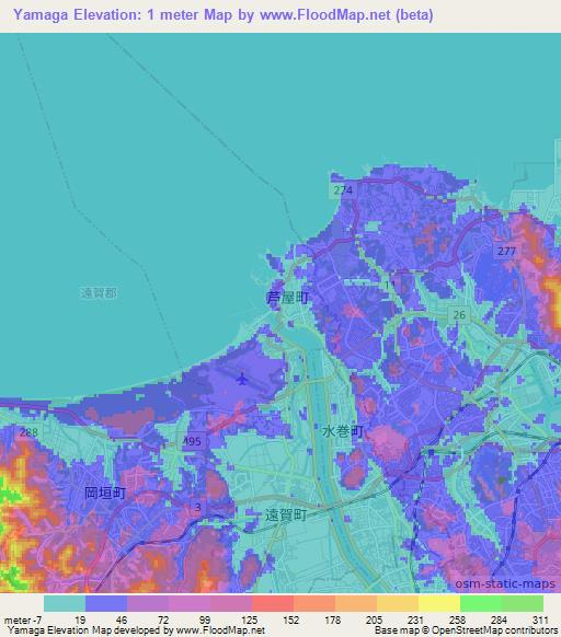 Yamaga,Japan Elevation Map