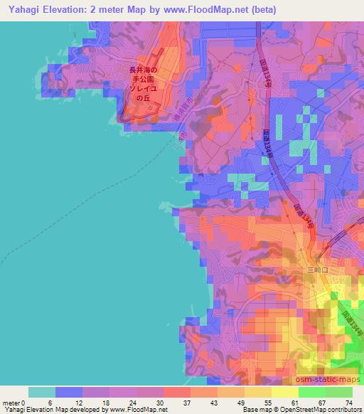 Yahagi,Japan Elevation Map