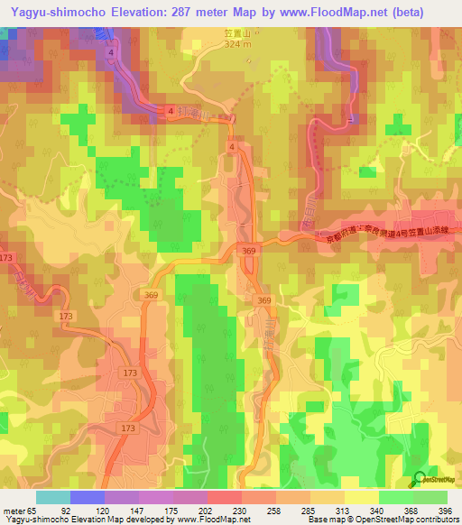 Yagyu-shimocho,Japan Elevation Map