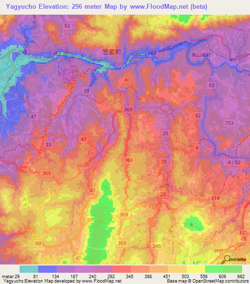 Yagyucho,Japan Elevation Map
