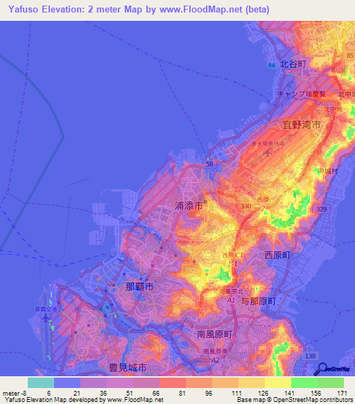 Yafuso,Japan Elevation Map