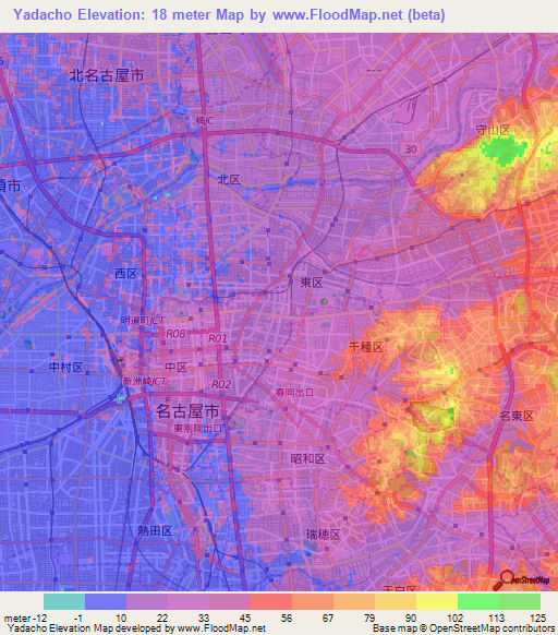 Yadacho,Japan Elevation Map