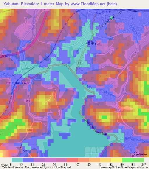 Yabutani,Japan Elevation Map