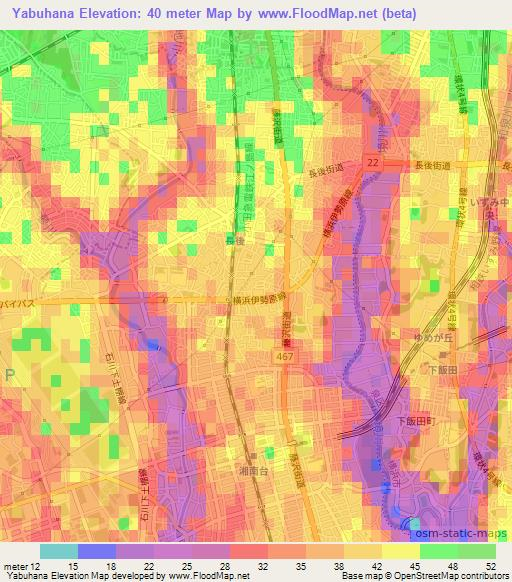 Yabuhana,Japan Elevation Map