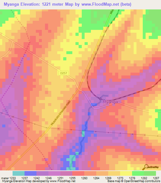 Myanga,Kenya Elevation Map